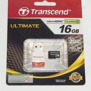 Карта памяти mikroSD Transcend на 16 GB + адаптер