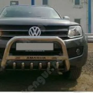 Защита передняя на Volkswagen Amarok с грилем и с надписью