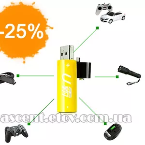 USB Перезаряжаемые AA Батарейки: на 500 зарядок (2шт)