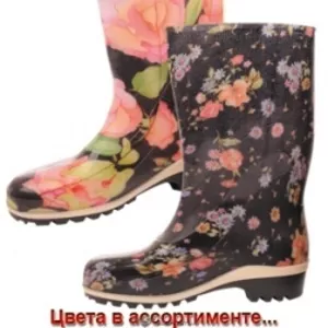 Сапоги ПВХ,  женские,  разноцветные