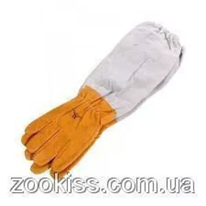 Перчатки жёлтые из натуральной кожи защитные с нарукавниками 240 грн
