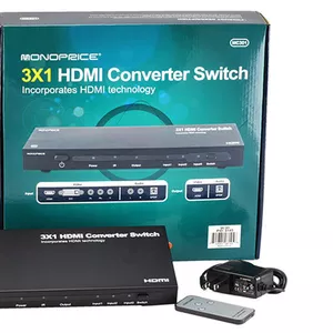 Коммутатор конвертер 3x1 цифрового и аналогового аудио/видео в HDMI