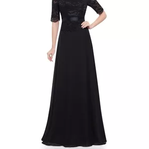 Чёрное вечернее платье с рукавами