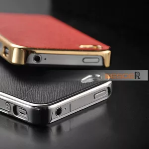 Бампер OYO Gold чехол кожа PU велюр iPhone 4 4S