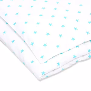  Детское постельное белое белье с звездочками бирюзового цвета