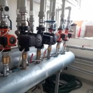Отопление установка котлов радиаторов, монтаж полов.