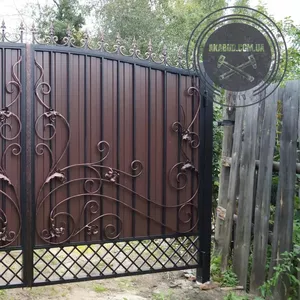 Ворота и калитки из профнастила с элементами ковки