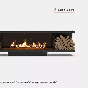 Вбудований біокамін Очаг Дровница 1300 - арт.024 Gloss Fire 