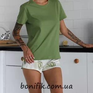 Жіночий комплект піжами (футболка+шорти) 