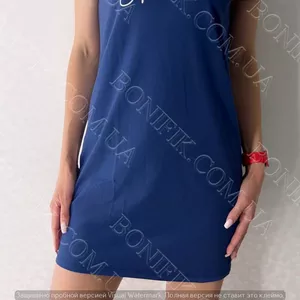 Домашня жіноча синя сукня