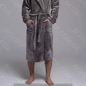 Чоловічий сірий халат велсофт (90054) (арт. 1202)